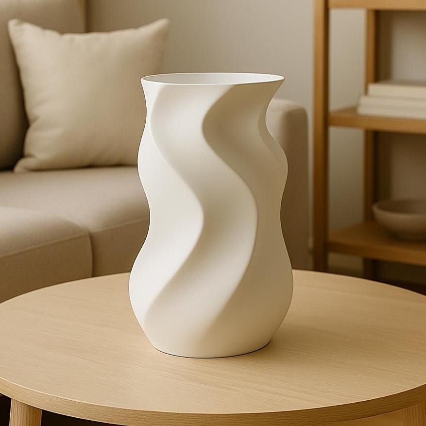 Asymmetric Wave sculptural vase with flowing curves