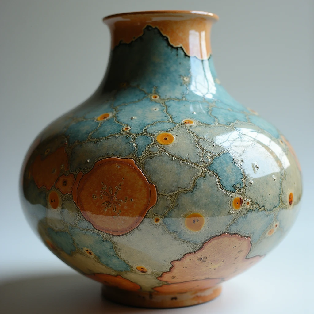 Close-up of ceramic textures and glazes used in vase production