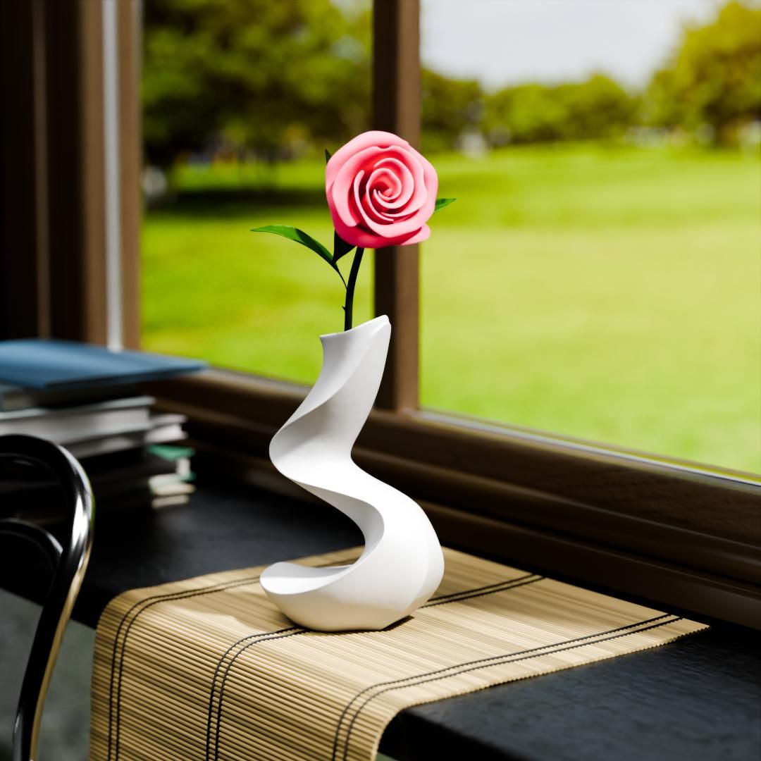 Abstract curved vase with flowing organic lines